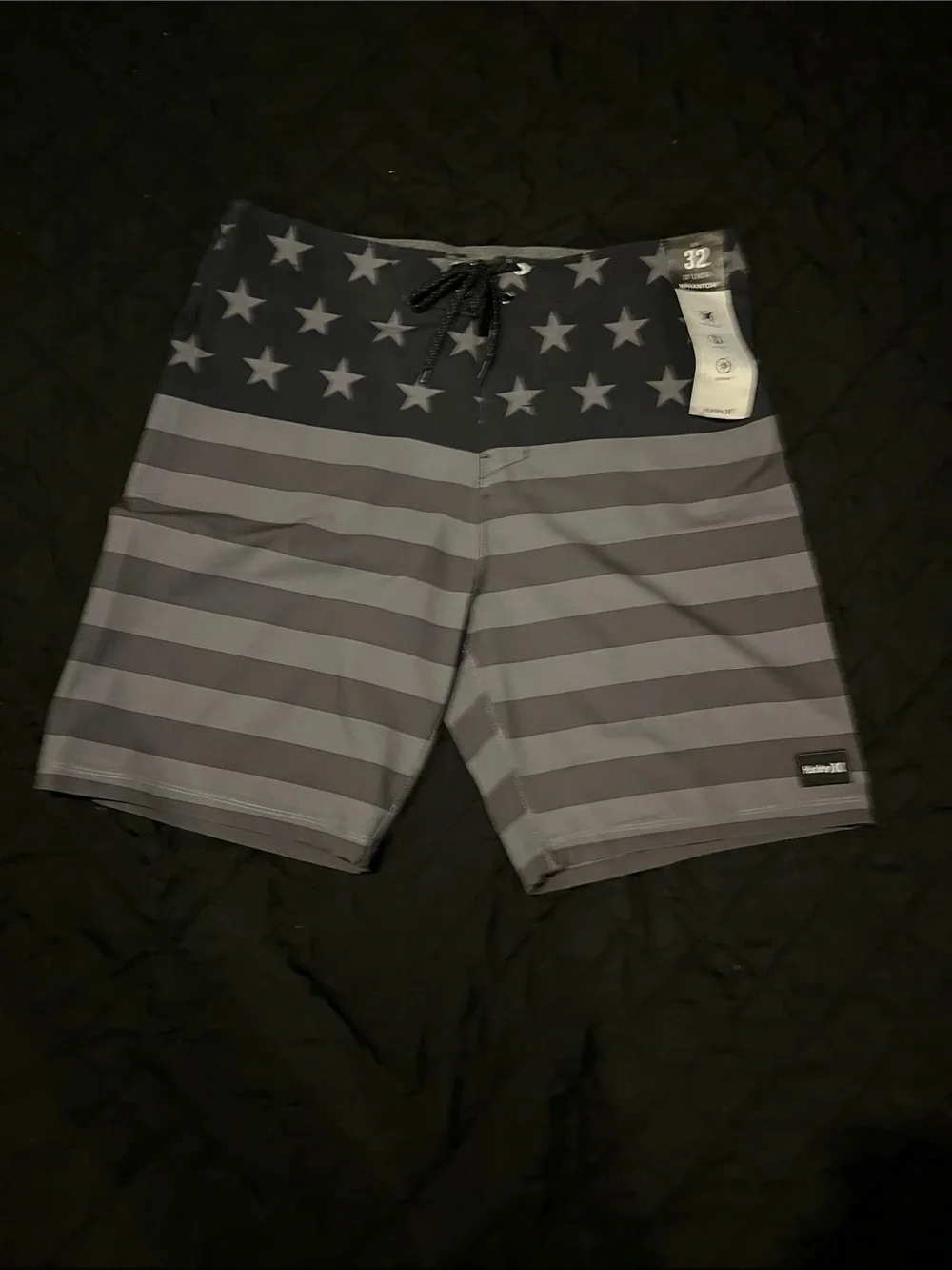 Hurley Black & Gray American Flag Board Shorts